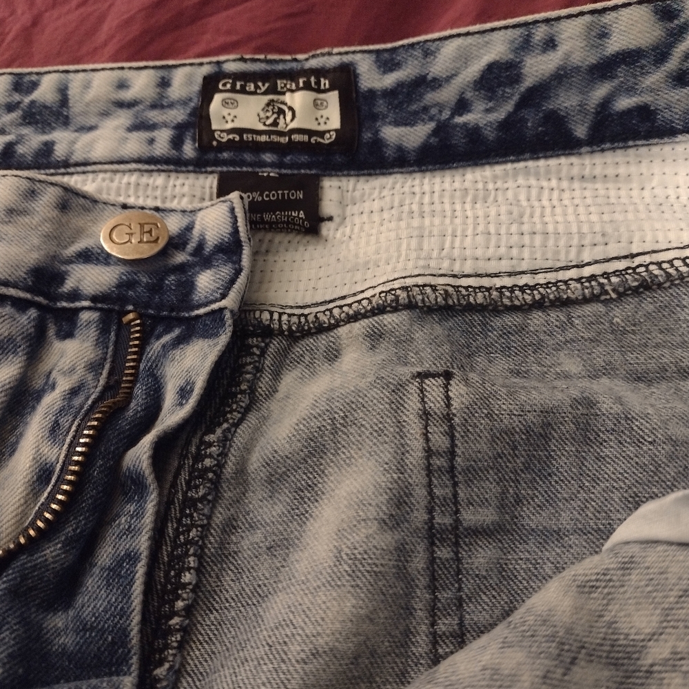 Gray Earth Men's Acid Washed Straight Leg Denim Jeans Sz. W42 - Picture 7 of 16
